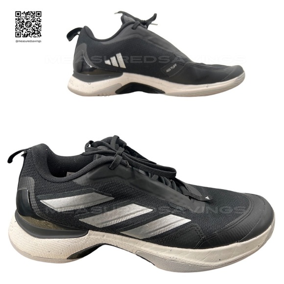 Adidas 9.5 Avacourt Bounce Black Silver Grey Court Shoes in Box - Picture 1 of 11